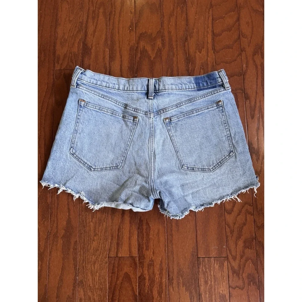 Abercrombie & Fitch The Mom Short Womens 31/12 Blue Cotton High Rise Raw Hem - Picture 2 of 7